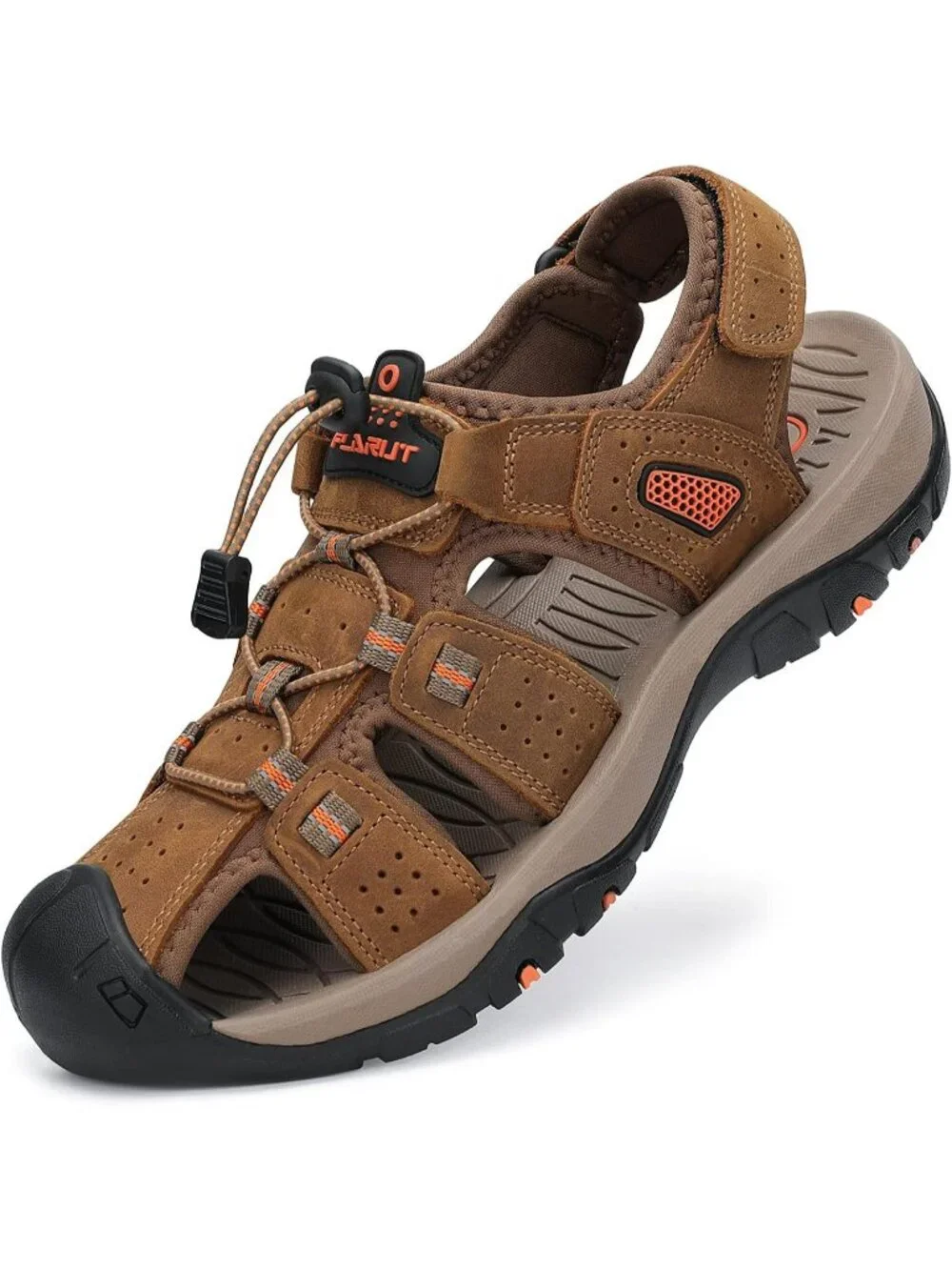 Men's Brown Closed Toe Leather Athletic Outdoor Hiking Sport Casual Sandal Shoes